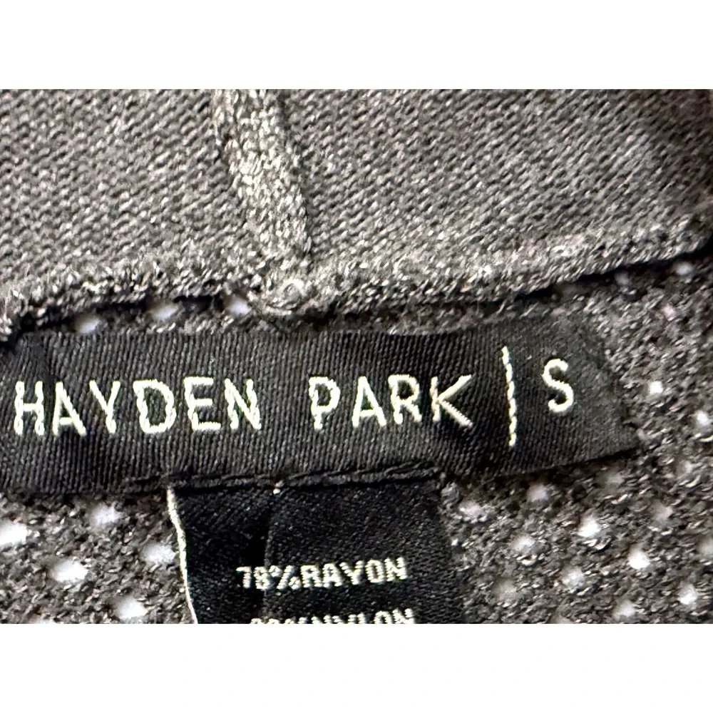 Hayden Park Womens Small Charcoal Gray Hooded Open Front Cardigan Pointelle Back